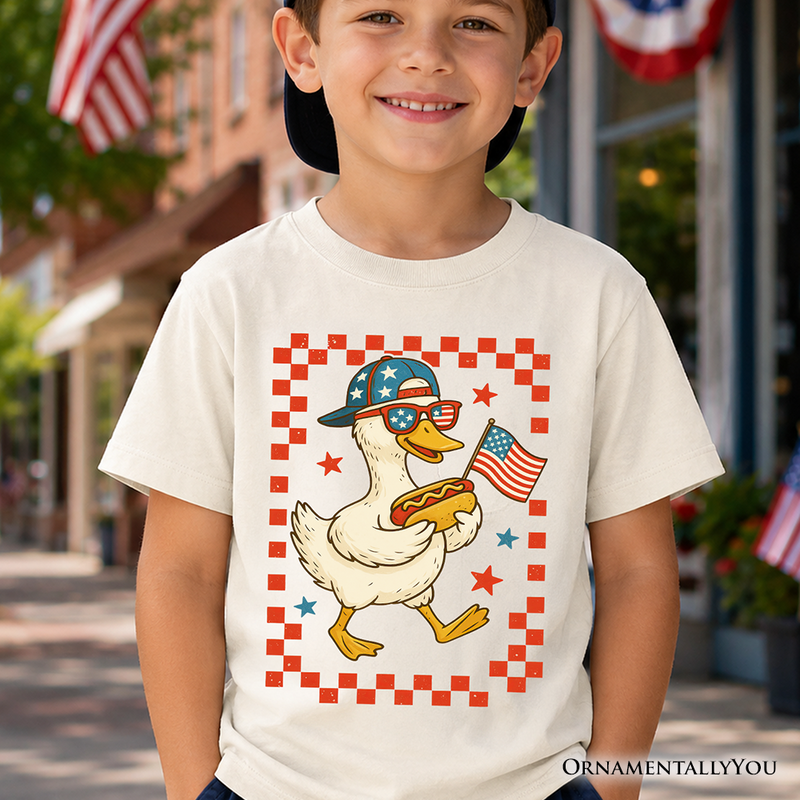 Kids 4th of July Patriotic Duck T-Shirt, Funny Youth Independence Day Tee