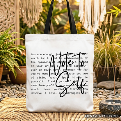 Note To Self Mental Health Tote Bag, Motivational Definition Gift Shopper