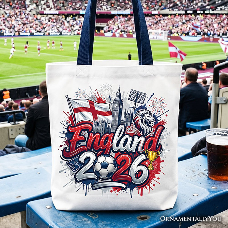 England 2026 Soccer Cup Global Championship Tote Bag, Fans Football Gift Shopper