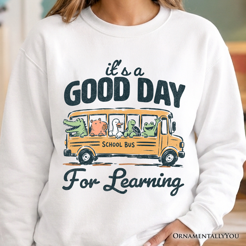 Vintage Good Day for Learning School Bus Sweatshirt, Back to School Sweater