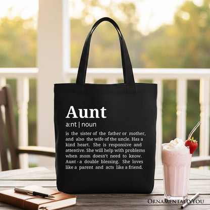 Aunt Definition Canvas Tote Bag, Funny Family Gift Shopper