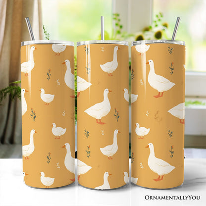 Charming Goose Pattern 20oz Personalized Tumbler With Lid and Stainless Steel Straw, Country Farm Animal Gift Cup