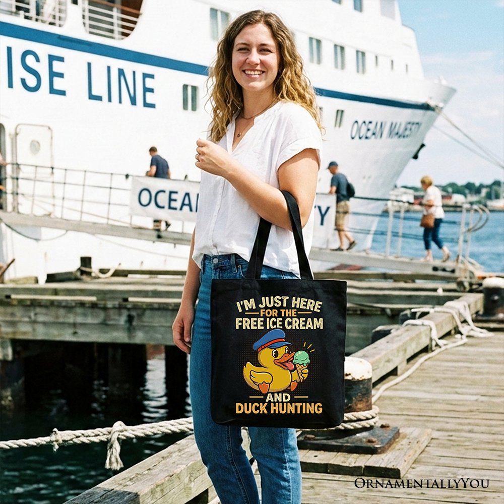 Funny Resin Duck Cruise Tote Bag, Ice Cream And Duck Hunter Vacation Gift Shopper