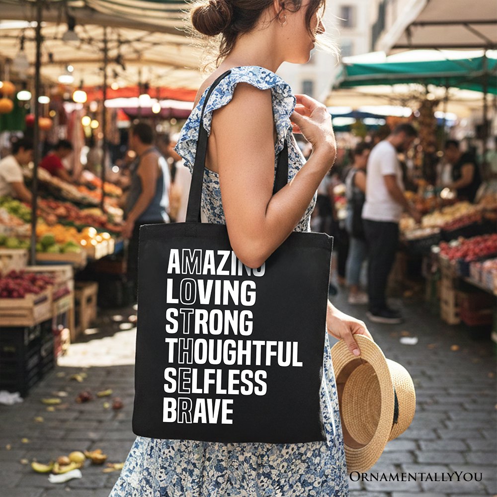 Inspirational Mom Tote Bag, Definition Gift Shopper for Brave and Thoughtful Mothers