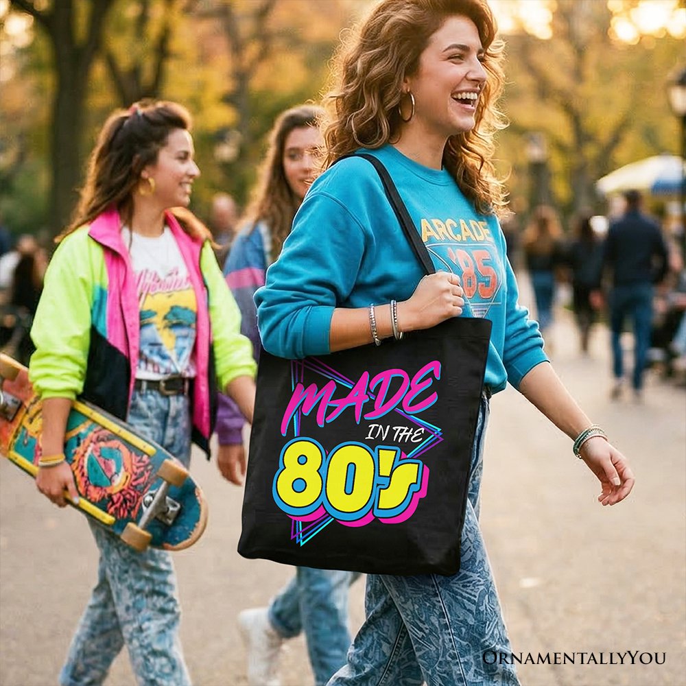 Made In The 80s Tote Bag, Neon Retro Eighties Kid Gift Shopper