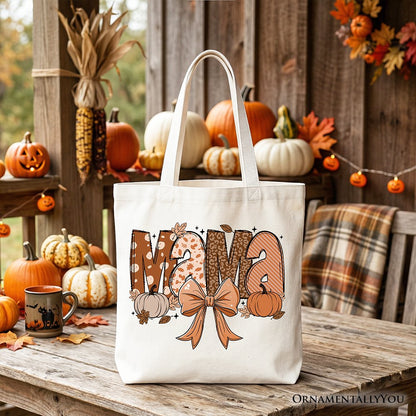 Mama Coquette Autumn Tote Bag, Cozy Fall Pumpkins for Mothers