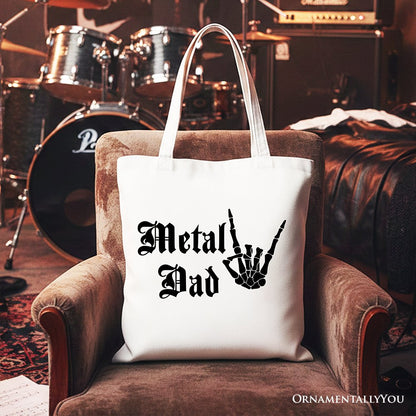 Metal Dad Skeleton Tote Bag, Rock Music Hand Sign Gift Shopper