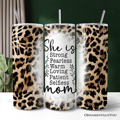 Mother's Day Quote 20oz Personalized Tumbler With Lid and Stainless Steel Straw, Leopard Print Mom Appreciation Gift Cup