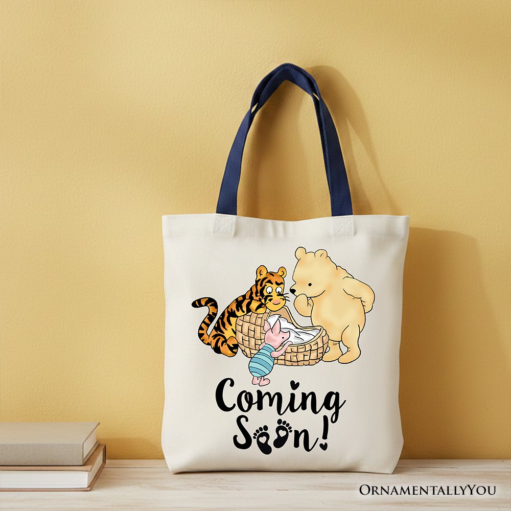 Pregnancy Announcement Winnie-the-Pooh Tote Bag 1926 A.A. Milne Baby Coming Soon Mom Gift Shopper