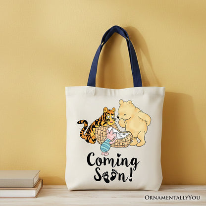 Pregnancy Announcement Winnie-the-Pooh Tote Bag 1926 A.A. Milne Baby Coming Soon Mom Gift Shopper