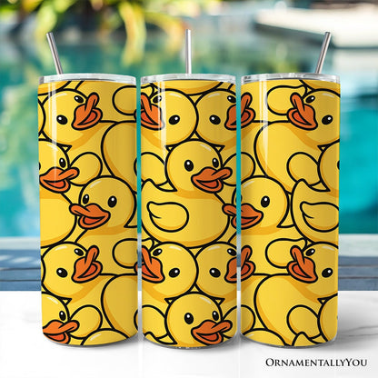 Rubber Ducky Print 20oz Personalized Tumbler With Lid and Stainless Steel Straw, Fun Cartoon Animal Gift Cup