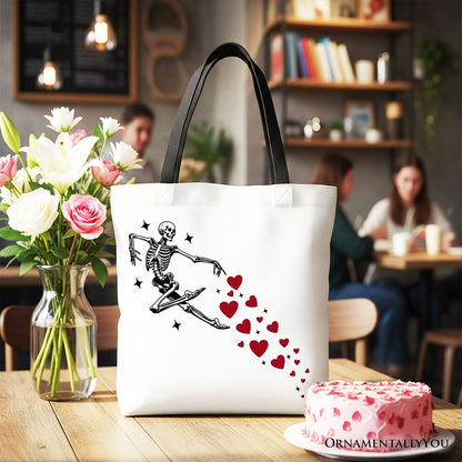 Skeleton Hearts Valentine Tote Bag, Playful Funny Gift Shopper