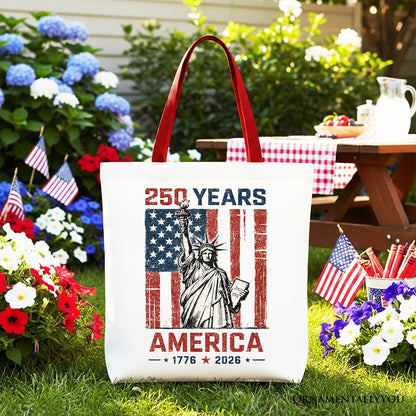 Statue of Liberty America Flag 250 Years Tote Bag, 4th of July USA Patriotic 1776–2026 Gift Shopper