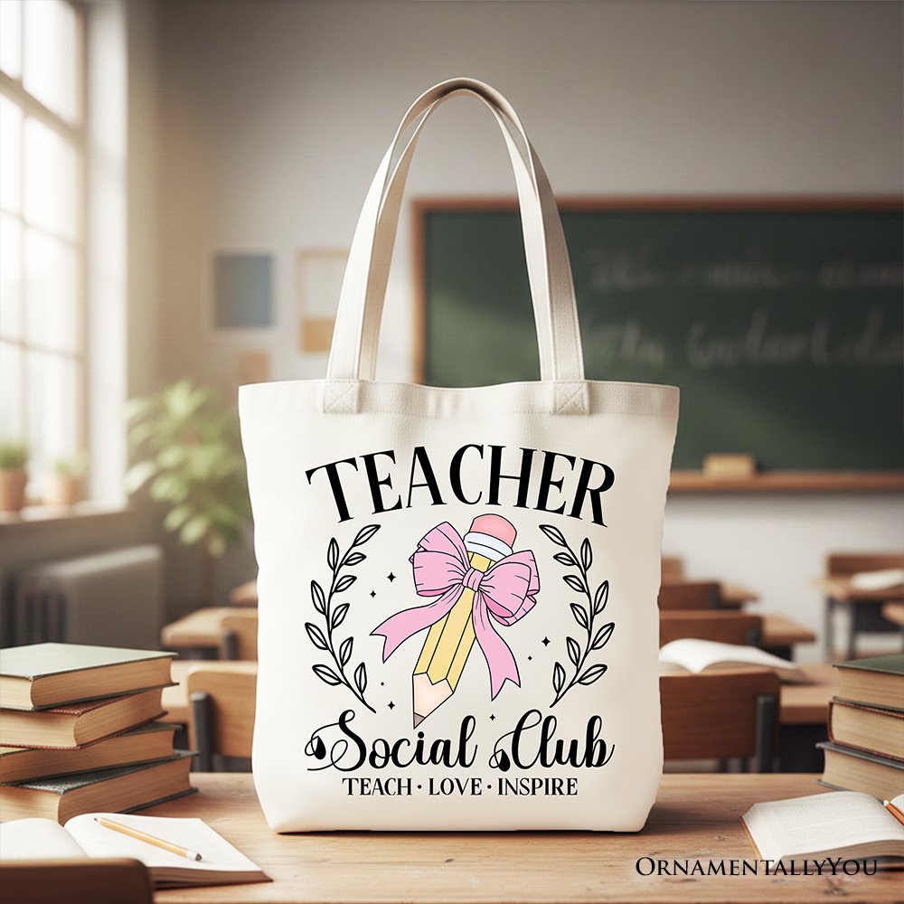 Teacher Social Club Tote Bag, Gift Shopper for Stylish Educators