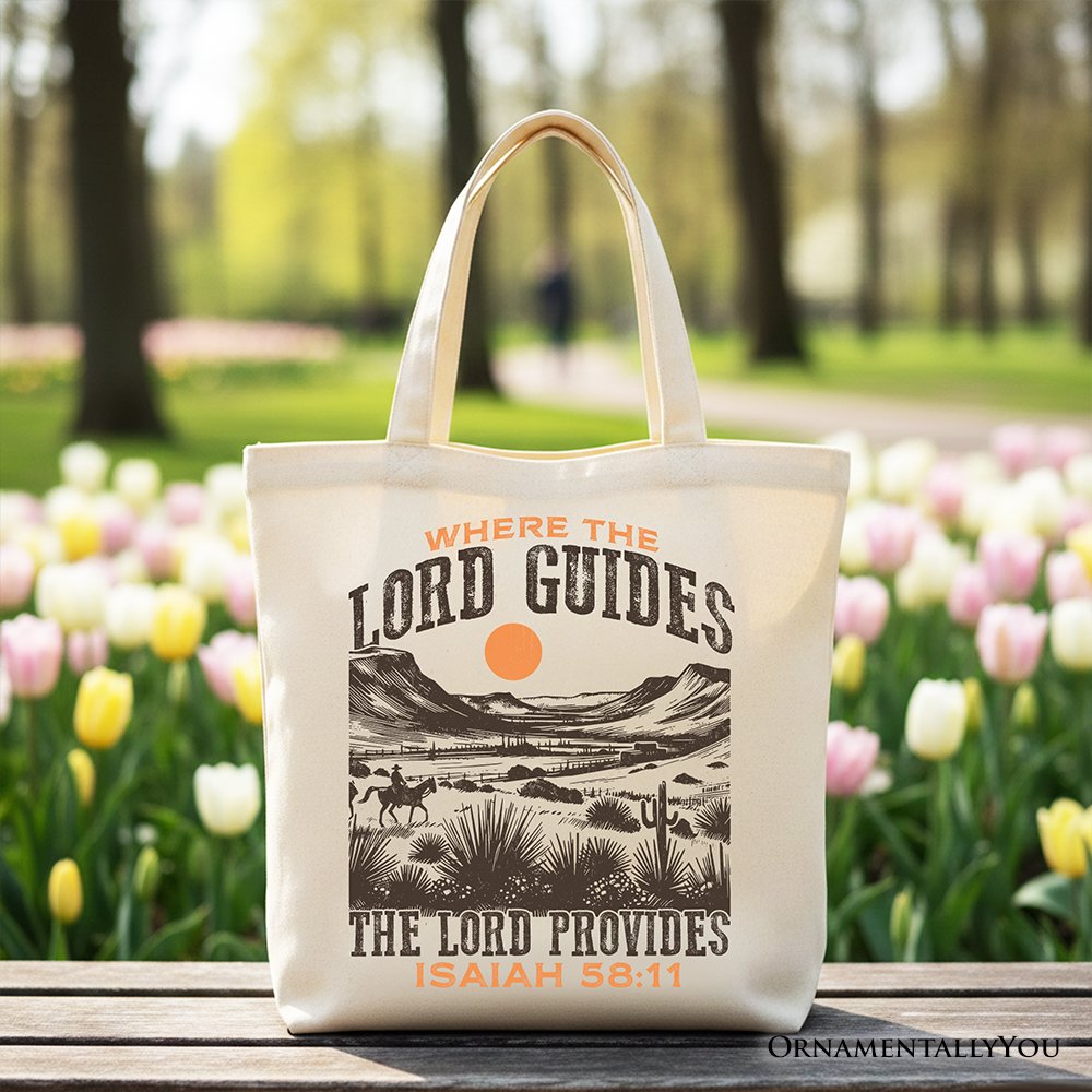 The Lord Provides Christian Tote Bag, Retro Western Desert Worship Gift Shopper