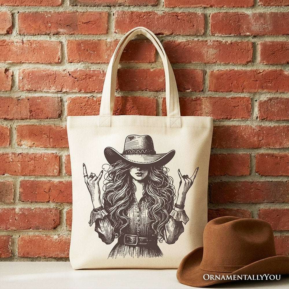 Western Cowgirl Rocker Tote Bag, Country Rodeo Style Gift Shopper