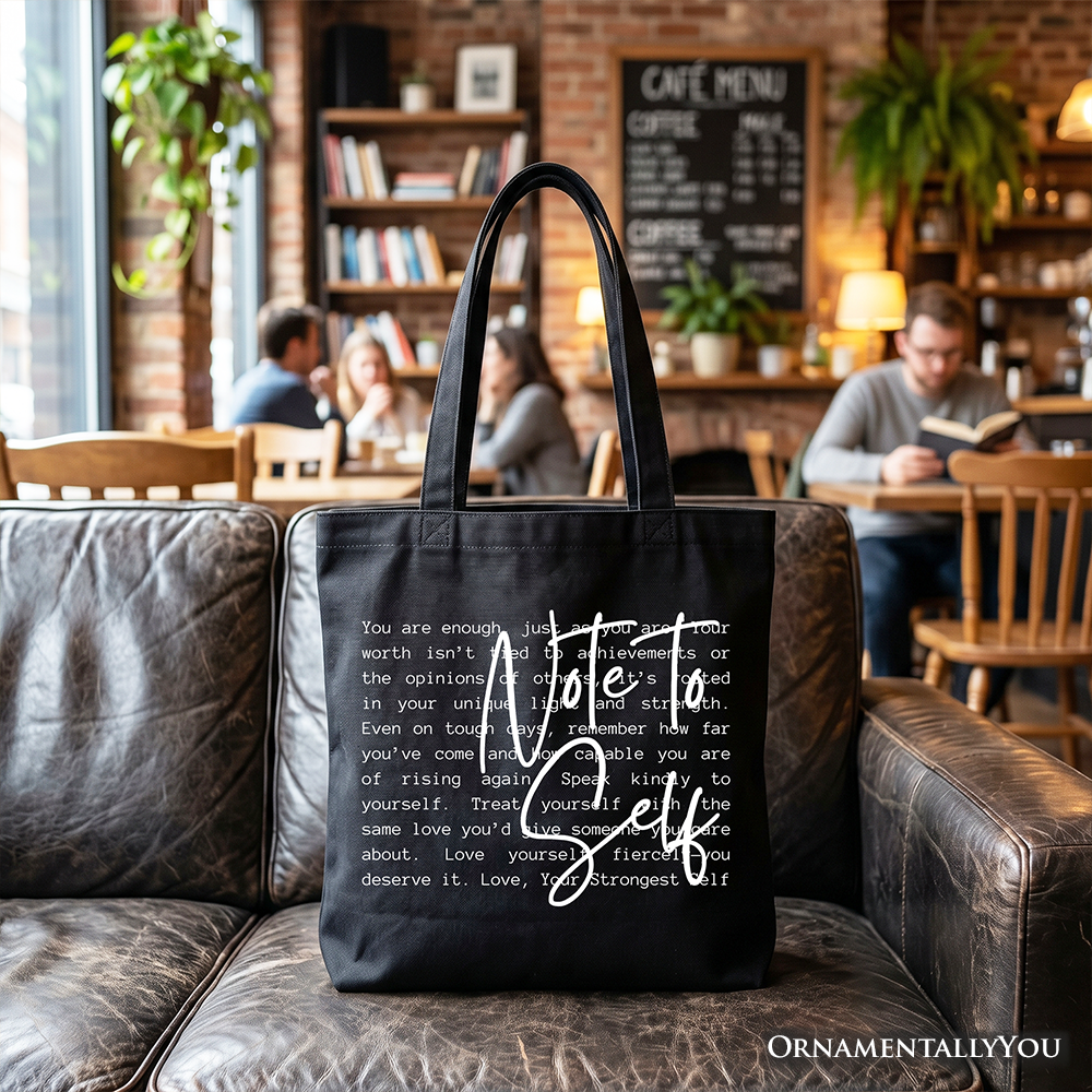 Note To Self Mental Health Tote Bag, Motivational Definition Gift Shopper