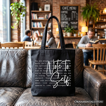 Note To Self Mental Health Tote Bag, Motivational Definition Gift Shopper