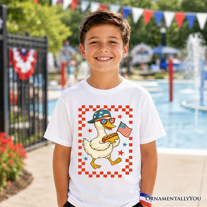Kids 4th of July Patriotic Duck T-Shirt, Funny Youth Independence Day Tee