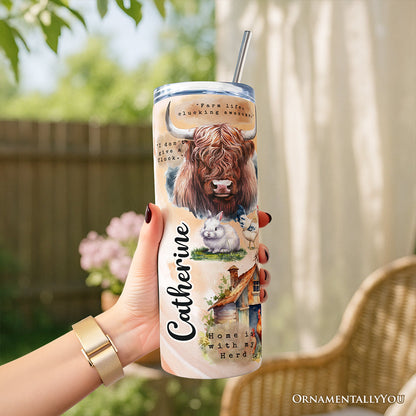Agricultural Dream 20oz Personalized Tumbler With Lid and Stainless Steel Straw, Farm Life Quotes Gift Cup