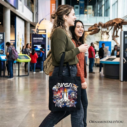 Artistic NASA Handcrafted Tote Bag, Astronaut in Outer Space with the Planets Gift Shopper