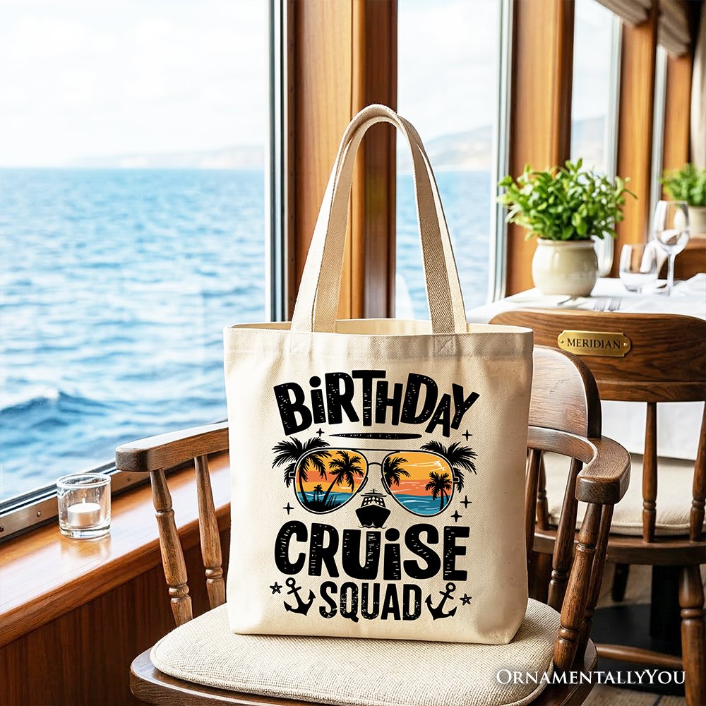 Birthday Cruise Squad Tote Bag, Tropical Vacation Cruise Trip Gift Shopper