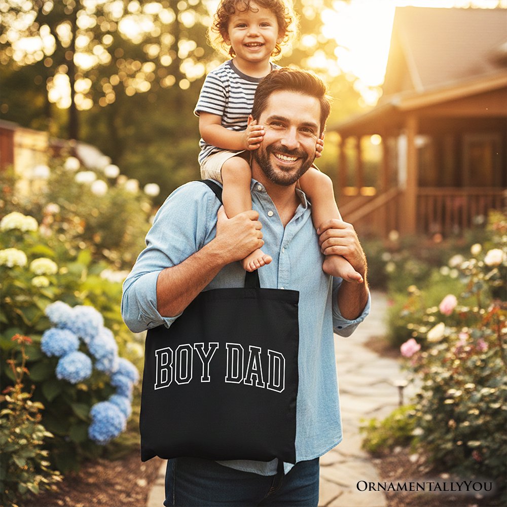 Boy Dad Varsity Tote Bag, Father's Day Gift Shopper