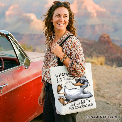 Chill Duck Life Quote Tote Bag, Sarcastic Gift Shopper for Cool People