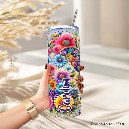 Christian Butterfly Floral 20oz Personalized Tumbler With Lid and Stainless Steel Straw, God Is My Strength Gift Cup