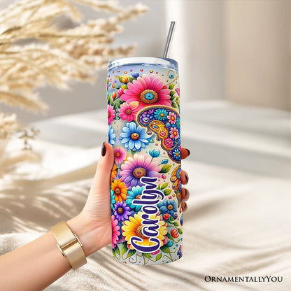 Christian Butterfly Floral 20oz Personalized Tumbler With Lid and Stainless Steel Straw, God Is My Strength Gift Cup