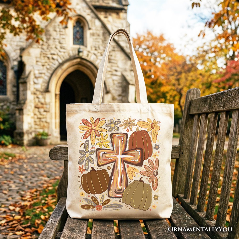 Fall Blessings Tote Bag, Autumn Christian Faith Gift Shopper