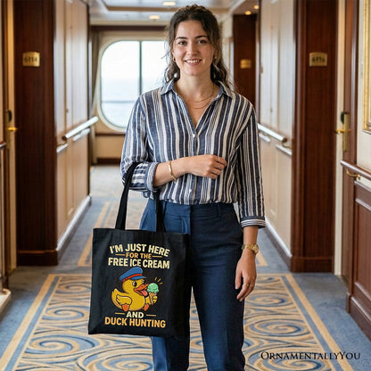 Funny Resin Duck Cruise Tote Bag, Ice Cream And Duck Hunter Vacation Gift Shopper