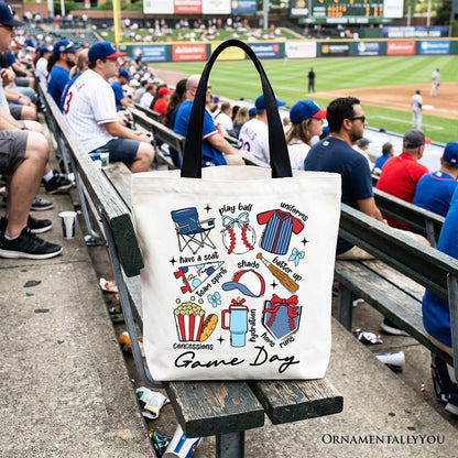 Game Day Baseball Tote Bag, Gift Shopper for Sports Fans
