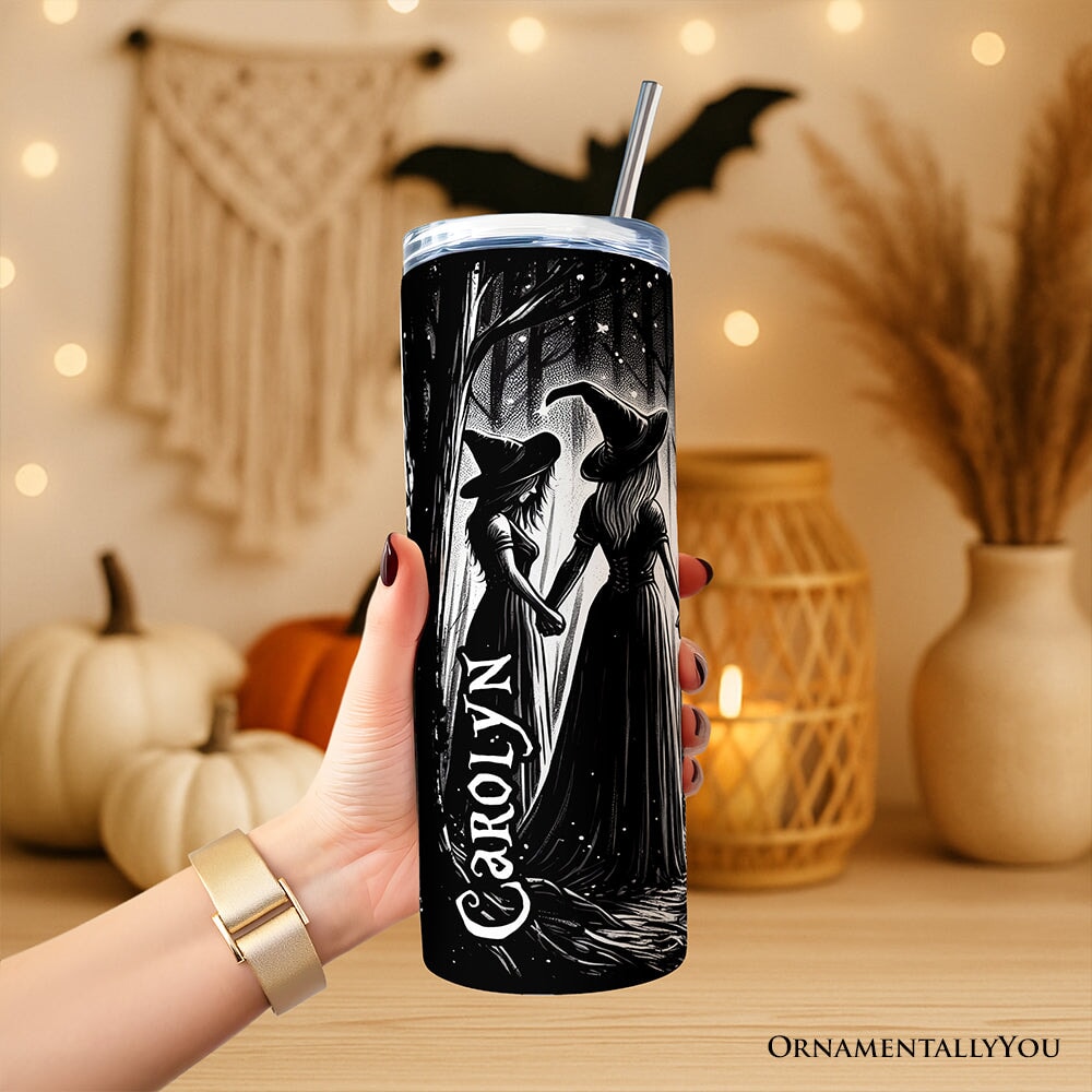 Girls Will Be Girls 20oz Personalized Tumbler With Lid and Stainless Steel Straw, Empowered Women Spooky Witch Coven Gift Cup