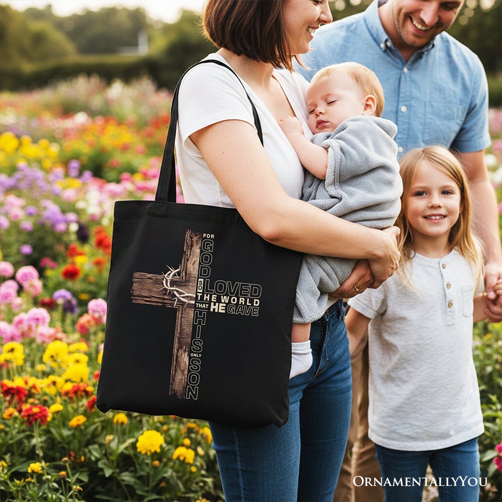 God Gave His Only Son Cross Tote Bag, Christian John 3:16 Faith Gift Shopper