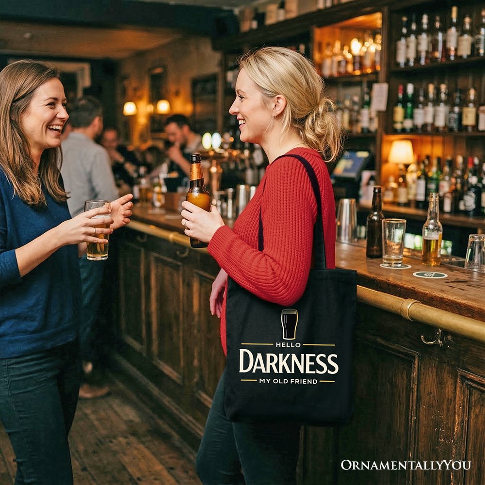 Hello Darkness My Old Friend Tote Bag, Dark Beer Lover Gift Shopper