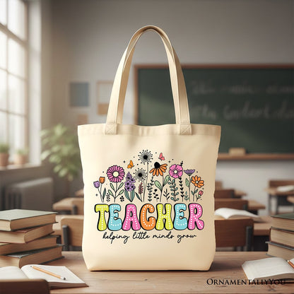 Helping Little Minds Grow Teacher Tote Bag, Floral Appreciation Gift Shopper