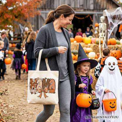 Mama Coquette Autumn Tote Bag, Cozy Fall Pumpkins for Mothers