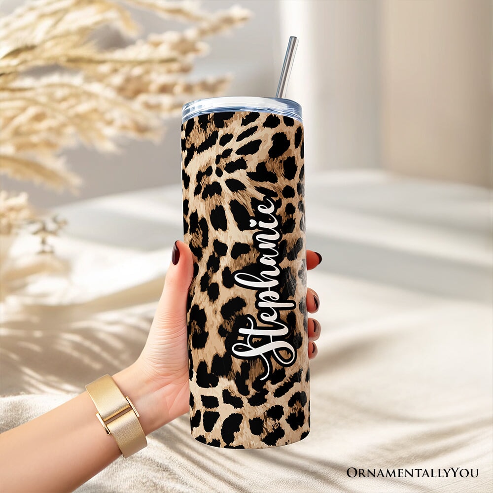 Mother's Day Quote 20oz Personalized Tumbler With Lid and Stainless Steel Straw, Leopard Print Mom Appreciation Gift Cup