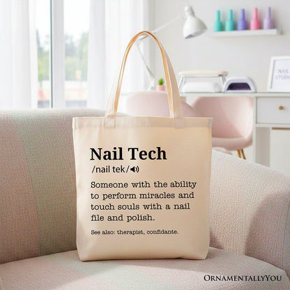 Nail Tech Definition Canvas Tote Bag, Funny Gift Shopper for Nail Hustler