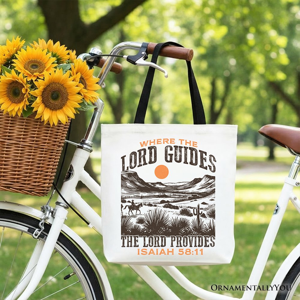 The Lord Provides Christian Tote Bag, Retro Western Desert Worship Gift Shopper