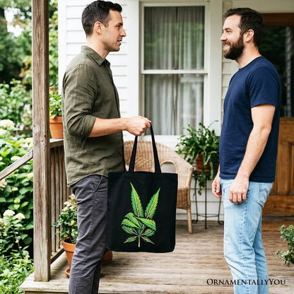 Weed Leaf Peace Sign Tote Bag, Funny 420 Stoner Gift Shopper