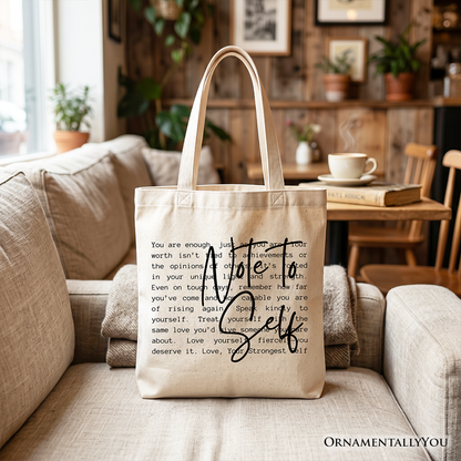 Note To Self Mental Health Tote Bag, Motivational Definition Gift Shopper