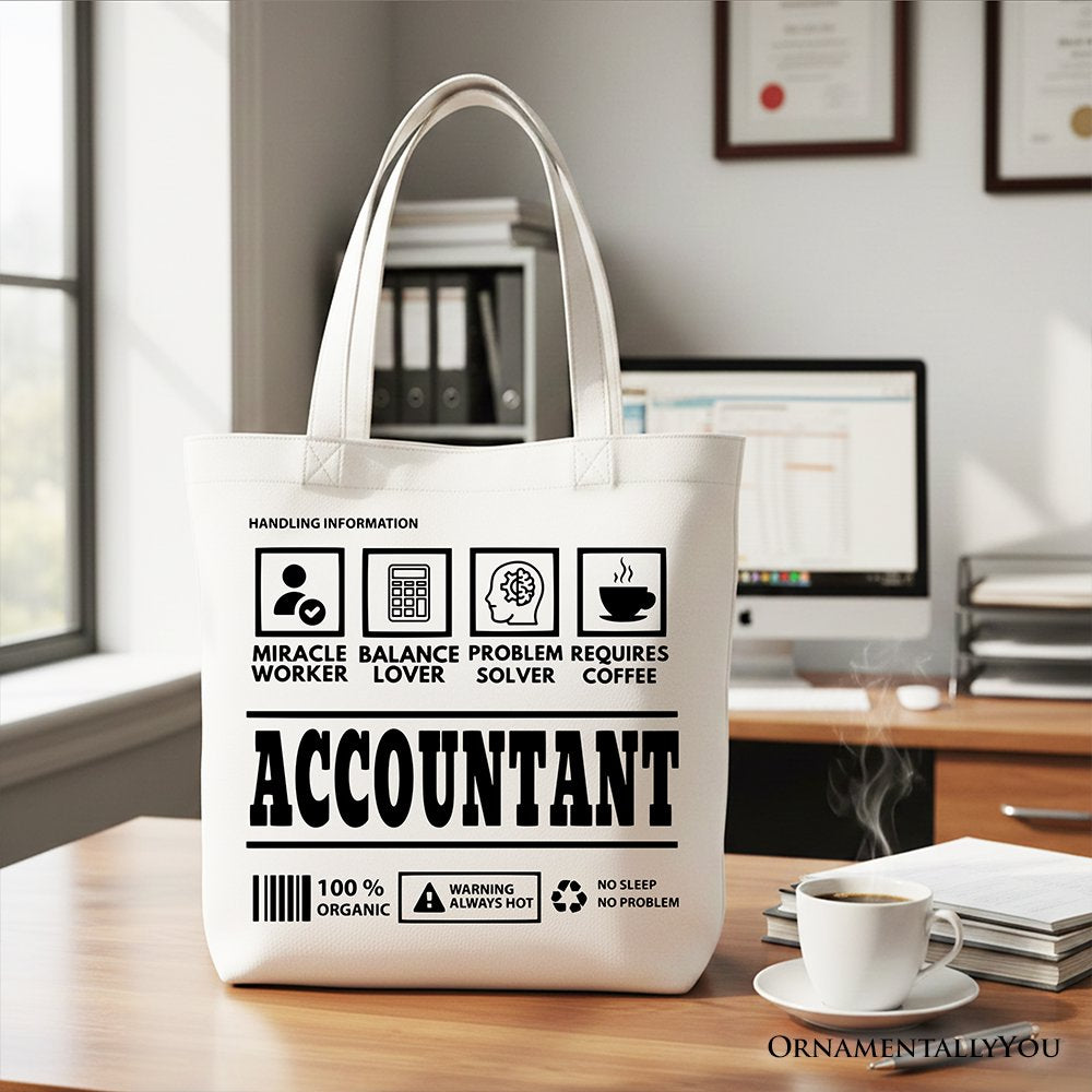 Accountant Nutrition Facts Tote Bag, Bookkeeper Humor Gift Shopper