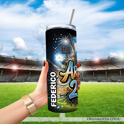 Argentina 2026 Soccer Cup Global Championship 20oz Tumbler With Lid and Stainless Steel Straw, Fans Football Gift Cup