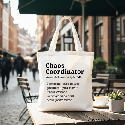 Chaos Coordinator Definition Personalized Canvas Tote Bag, Funny Gift Shopper for Busy Moms