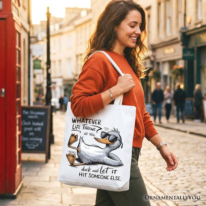 Chill Duck Life Quote Tote Bag, Sarcastic Gift Shopper for Cool People
