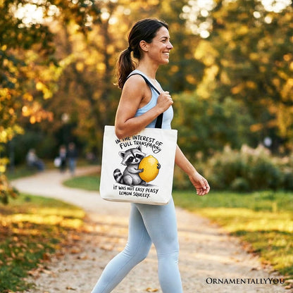 Lemon Squeezy Raccoon Tote Bag, Funny Gift Shopper for Sarcastic People