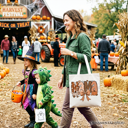 Mama Coquette Autumn Tote Bag, Cozy Fall Pumpkins for Mothers