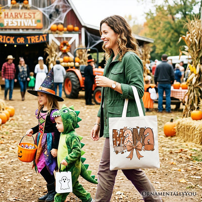 Mama Coquette Autumn Tote Bag, Cozy Fall Pumpkins for Mothers